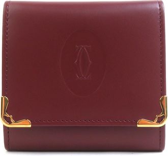 Cartier Bordeaux Leather Coin Purse/Coin Case (Pre-Owned)