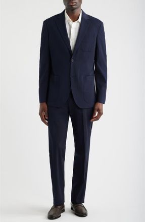 Nordstrom Henrik Trim Fit Navy Stretch Wool Seersucker Suit in Navy Dylan Seersucker at Nordstrom, Size 46 Short