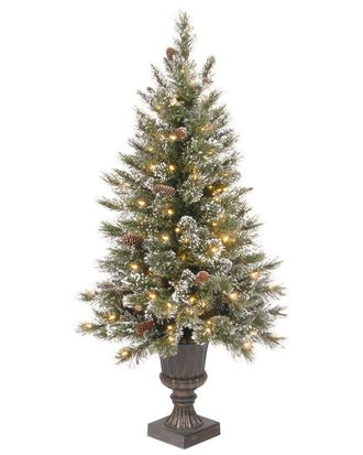 National Tree Company 4Ft Glittery Bristle Pine Entrance Tree With Twinkly Led Lights
