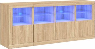 vidaXL Aparador Con Luces Led Roble Sonoma 163x37x67 Cm Vidaxl