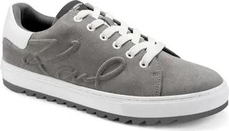 Karl Lagerfeld Mark Suede Low Profile Sneaker in Grey at Nordstrom Rack, Size 10.5