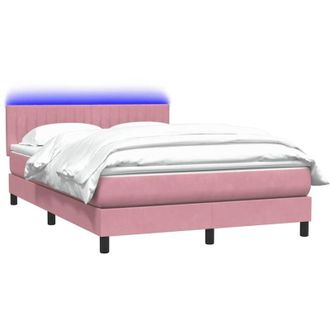 vidaXL Cama Box Spring Con Colch&oacute;n Terciopelo Rosa 140x220 Cm Vidaxl