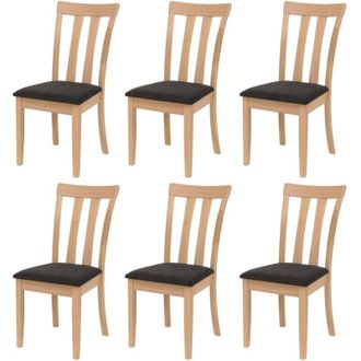 Hhg Juego De 6 Sillas De Comedor Hhg-451, Silla De Cocina, Tela/tejido, Madera Maciza, Estructura En Color Natural, Negro