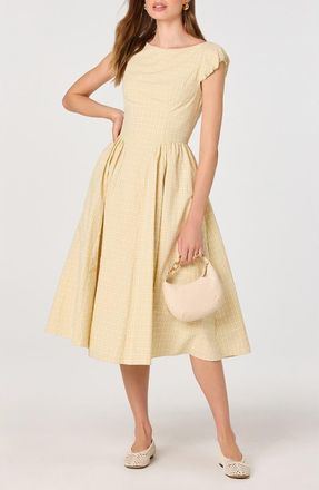 ASTR the Label Emalee Check Print A-Line Dress in Butter Yellow Plaid at Nordstrom, Size X-Small