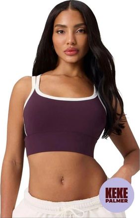 Fabletics Womens Principal Color Block Longline Medium Impact Bra in Oxblood/black/bone at Nordstrom, Size Xx-Small