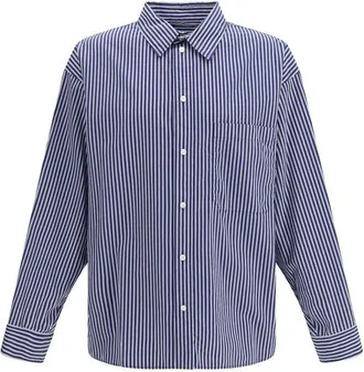 Balenciaga Blue Cotton Pattern Mens Shirt