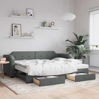 vidaXL Sof&aacute; Cama Nido Con Cajones Tela Gris Oscuro 80x200 Cm Vidaxl