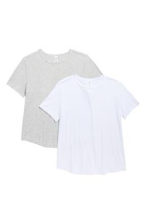 Yogalicious Heavenly 2-Pack Routine Rib T-Shirts in Heather Grey/White at Nordstrom Rack, Size Small