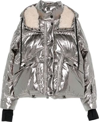 Moncler Calaque metallic ski-jack met capuchon - Zilver
