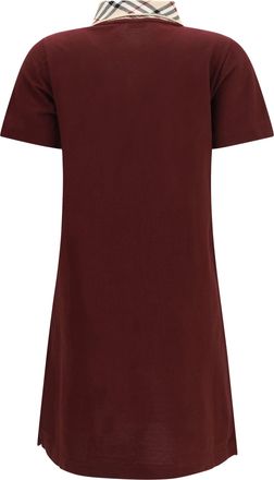 Burberry Womens Polo-Style Cotton Dress Vineyard Red