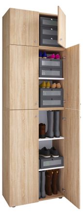 ebuy24 Gabinete De Zapato De Madera Vcm Dimensiones: Al. 223 X An. 70 X T. 39 Cm Armario Multiusos 5 Compartimentos 4 Puertas Rotativas 2 Puertas De Fijaci&oacute;n