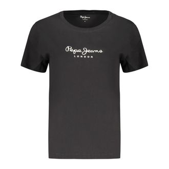 Pepe Jeans London T-Shirts, female, Black, Size: XS Short-sleeved T-shirt with wide neck