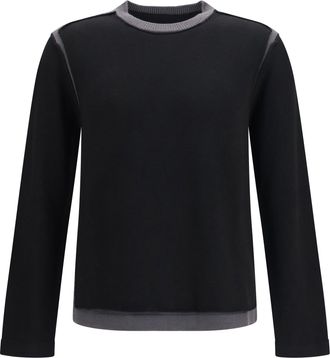 Maison Margiela Mens Crew-Neck Wool Sweater Black-Dark Grey Merino Black/dark