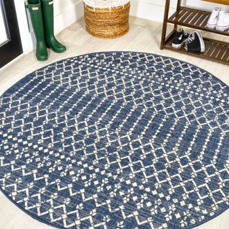 Jonathan Y Designs Ourika Moroccan Geometric Textured Weave Indoor/Outdoor Round Area Rug