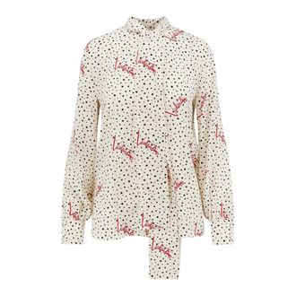 Valentino Blouses, female, Multicolor, Size: M Plus De Pois Crepe de Chine Bubble Shirt