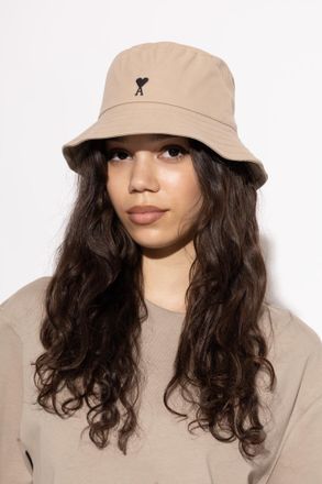 Ami Hat With Embroidered Logo, Unisex, Beige