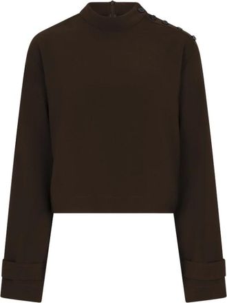 Dante6 Raes Button Detail Top - Dames - Sweatshirts & Hoodies - Bruin - Maat: XS Taf