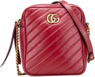 Gucci Borsa a tracolla GG Marmont in pelle matelassé con doppia zip 2016-2025 - Rosso