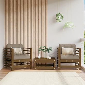 vidaXL Sillones De Jard&iacute;n 2 Unidades Madera Maciza Pino Marr&oacute;n Miel Vidaxl