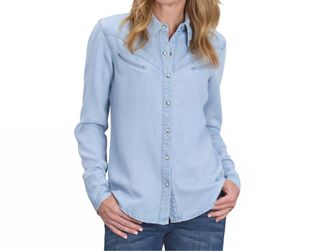 Stetson Arrow Pocket Denim Shirt In Light Blue