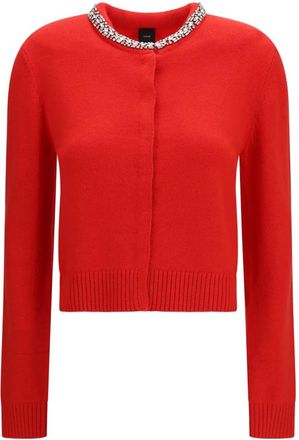 Pinko Cardigan Colonia con collo gioiello - - Knitwear - Donna - Rosso - L
