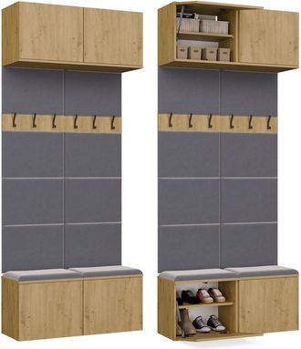 Topeshop Haga Ii 2w - 2x Barra De Armario - Estantes - 100x35x238 Cm - Roble Artisan