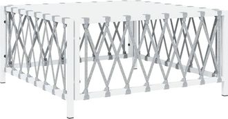 vidaXL Mesa de jardín tela tejida blanco 70x70x34 cm vidaXL