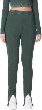 Eleven Paris Rib Front Slit Knit Pants in Trekking Green at Nordstrom Rack, Size Small