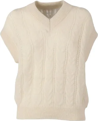 FILIPPO DE LAURENTIIS Truien & Vesten, Dames, Beige, S, Collo V SM