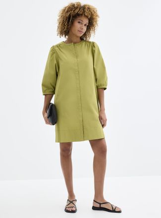 Contemporaine Womens Puff-sleeve loose poplin dress