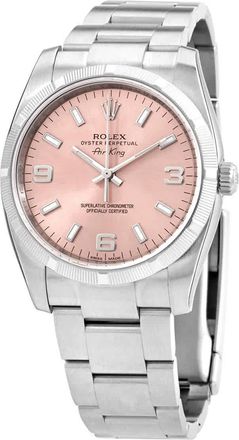 Rolex Airking Pink Arabic and Index Dial Engine Turned Bezel Mens Watch 114210PASO