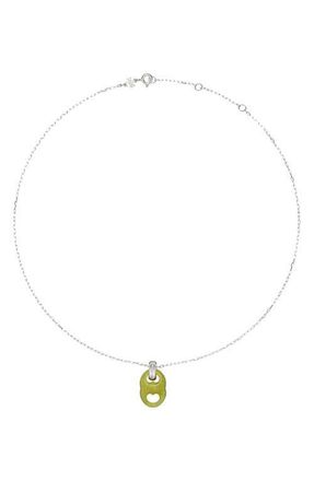 Tory Burch Gemini Link Pendant Necklace in Light Silver /Green at Nordstrom