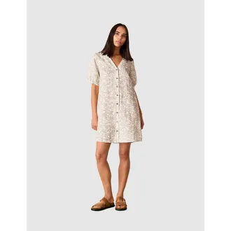 Whistles Palm Print Linen Blend Mini Dress in Ivory/multi at Nordstrom, Size 10