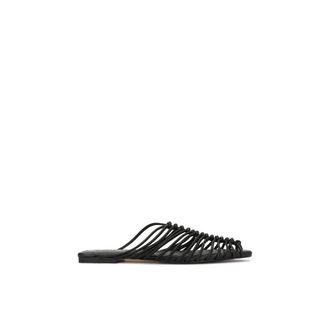Kazar Gevlochten Leren Muiltjes - Dames - Slip ons - Zwart - 35 EU - Leer - Schoenen