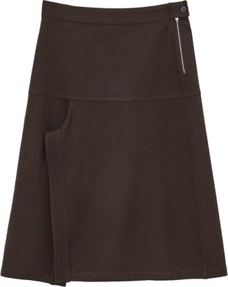 Christophe Lemaire Asymmetrical Wrapover Skirt - women - Virgin Wool - 36 - Brown