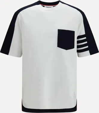 Thom Browne Colorblock T-shirt with 4-bar detail Male 3