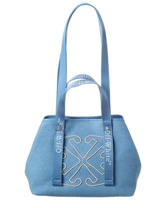 Off-white Off-White East West Small Denim & Leather Tote
