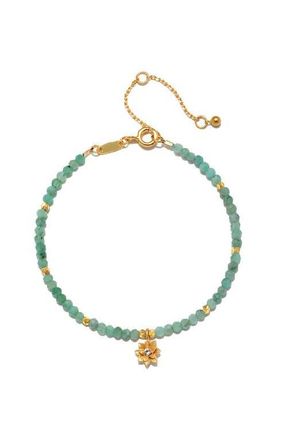 Satya Jewelry Emerald Lotus May Birthstone Bracelet in Green at Nordstrom