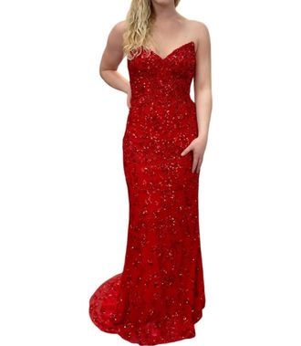 Sherri Hill Strapless Prom Dress In Red