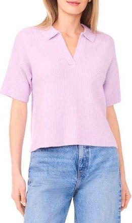 1.State Short Sleeve Johnny Collar Sweater in Azelea at Nordstrom Rack, Size X-Large