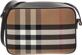 Burberry Check Canvas & Leather Shoulder Bag