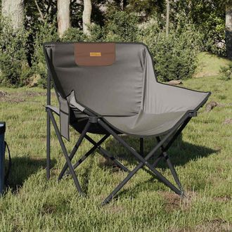 vidaXL Sillas De Camping Con Bolsillo Plegables 2 Unidades Gris Vidaxl