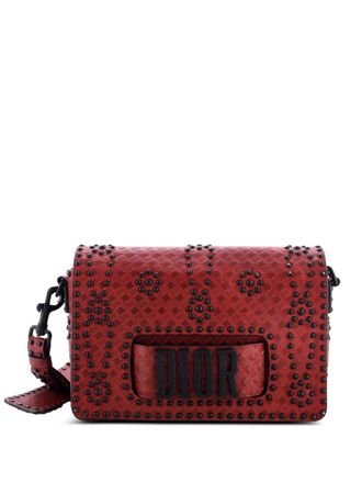 Dior Dio(r)evolution Flap Bag Studded Embossed Leather Medium shoulder bag - Rosso