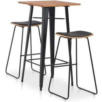 vidaXL Set da Bar 3 pz Acciaio Nero - Vidaxl