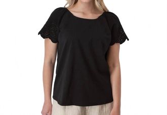 Aventura Airy Mixed Media Top In Black