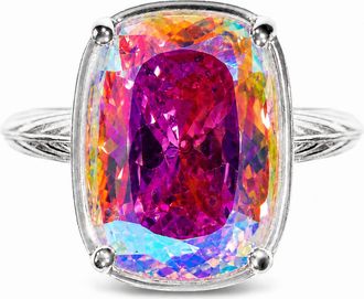 Sterling Forever Sterling Silver Elongated Cushion Iridescent CZ Cocktail Ring