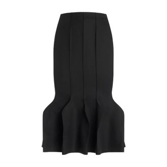 Genny Peplum Midi Rok - Dames - Rokken - Zwart - Maat: XS Wol