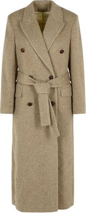 Golden Goose Double-Breasted Coat In Beige Wool Blend