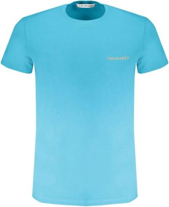 Trussardi Blauw Katoenen Bedrukt Logo T-Shirt - Heren - T-shirts - Blauw - XL - Katoen - Tops