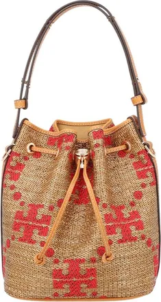 Tory Burch Natural T Monogram Small Bucket Bag
